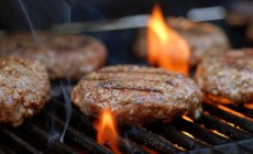 Hamburgers on grill