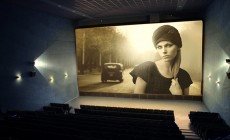 Vintage movie on cinema screen