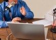 Two men podcasting