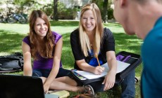 Students studying outdoors