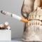Human skull with cigarettes