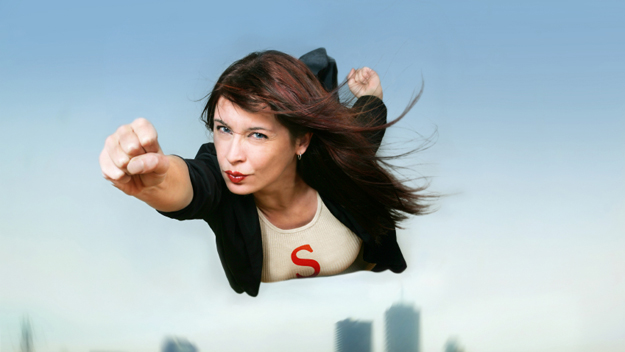 Flying Superwoman flying
