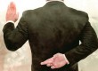 Business man lying under oath