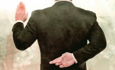 Business man lying under oath
