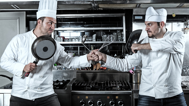 Two chefs fighting
