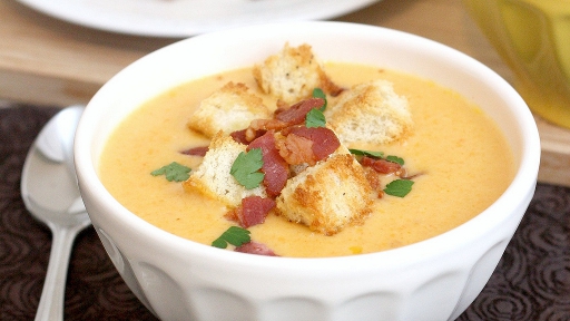 8 - Cheddar Ale Soup with Homemade Croutons