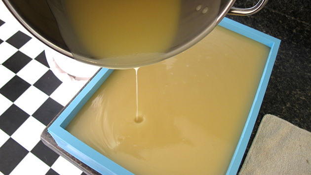 Pour soap into the mold