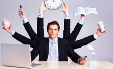 Man multi-tasking