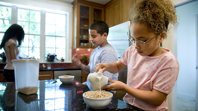 Kids’ eating Cereal