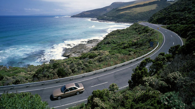 Car driving on the Great Ocean Road