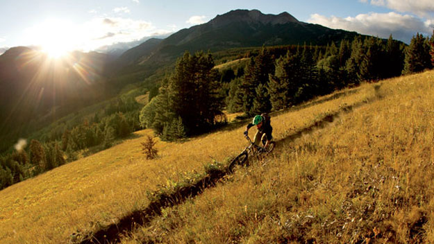 Cycling near mountains