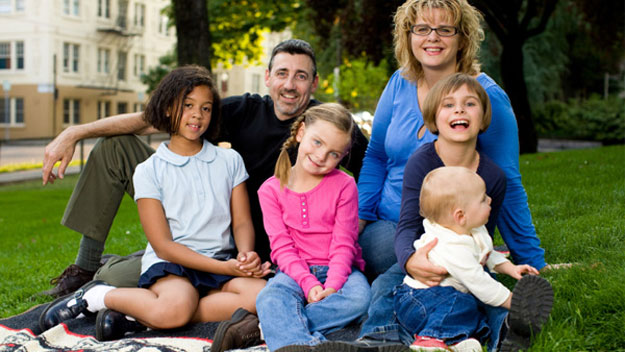 Foster family with children