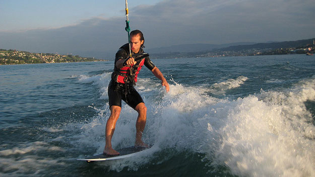 Man wakeboarding