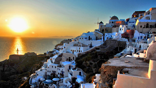 Sunset in Oia, Santorini, Greece