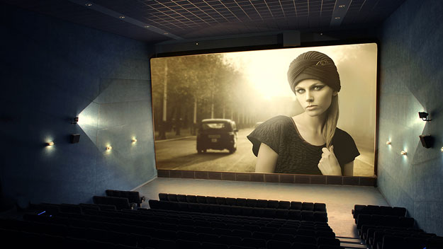 Vintage movie on cinema screen