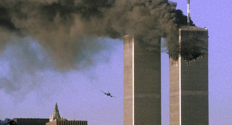 ATTENTION EDITORS - THIS FILE PICTURE IS ONE OF 83 TO ACCOMPANY THE TENTH ANNIVERSARY OF THE SEPTEMBER 11 ATTACKS. SEARCH FOR KEYWORD "9/11" TO SEE ALL THE IMAGES (PXP901-PXP983) United Airlines Flight 175 is seen moments before slamming into the south tower of the World Trade Center in New York in this September 11, 2001 file photo. September 11th marks the 10th anniversary of the 9/11 attacks where nearly 3,000 people died when four hijacked airliners were used in coordinated strikes on the Pentagon and the World Trade Center towers. The fourth plane crashed in Pennsylvania. REUTERS/Sean Adair/Files (UNITED STATES - Tags: CRIME DISASTER ANNIVERSARY)