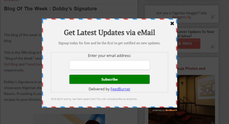 email subscription widget for blogger