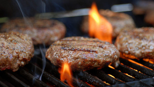 Hamburgers on grill