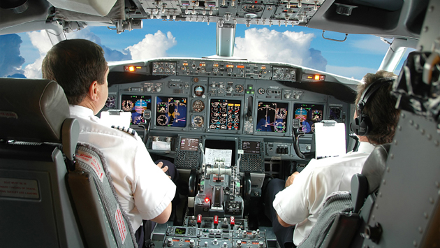 Pilots in cockpit