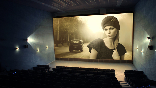 Vintage movie on cinema screen