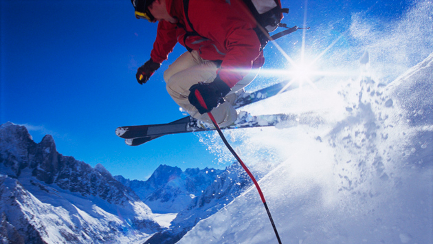 Young man skiing