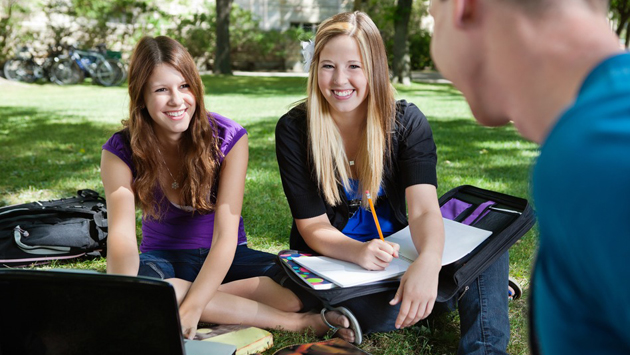 Students studying outdoors