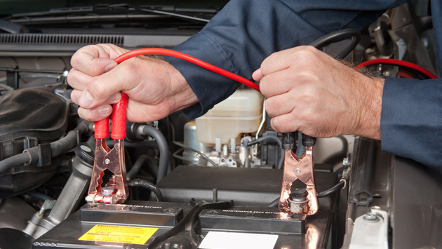 Jumper cables charging battery