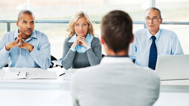 Young man in a job interview