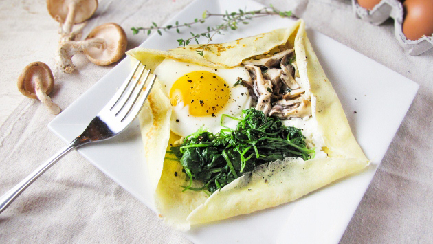 Savory Mushroom and Goat Cheese Crepes