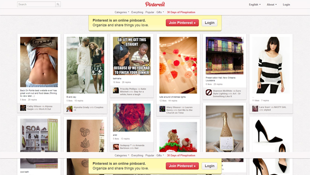 Pinterest homepage