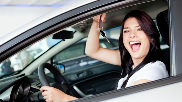 Woman buying a car