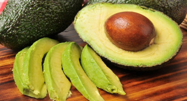 Sliced avocado on a cutting board